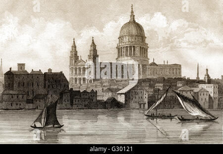 Vista della cattedrale di St Paul, Londra, XVIII secolo Foto Stock