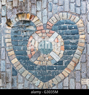 Il cuore di Midlothian, costruiti in acciottolato del Royal Mile di Edimburgo nel diciannovesimo secolo. Essa è considerata buona Foto Stock