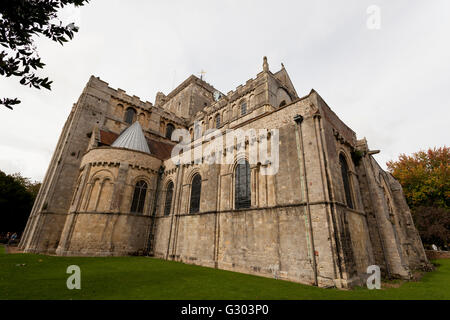 Romsey Abbey, chiesa parrocchiale di Santa Maria e San Ethelflaeda, Romsey, England, Regno Unito, Europa Foto Stock