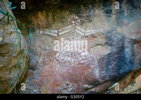 I dipinti rupestri di un X-ray figura a Nourlangie Rock (Burrunggui), il Parco Nazionale Kakadu, Territorio del Nord, l'Australia Foto Stock