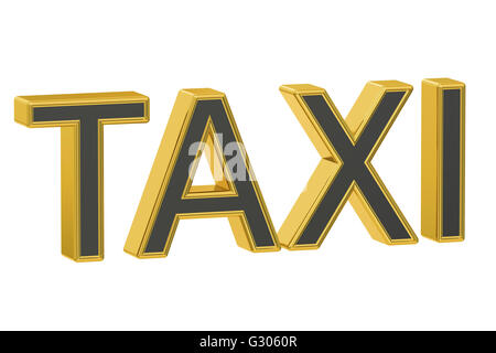 Concetto di taxi, rendering 3D isolati su sfondo bianco Foto Stock