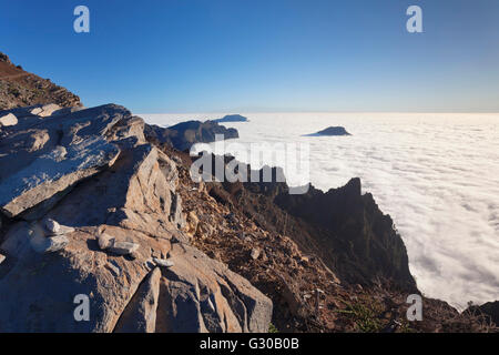 De La Caldera de Taburiente, Parque Nacional de la Caldera de Taburiente, Riserva della Biosfera dall'UNESCO, la Palma Isole Canarie Spagna Foto Stock