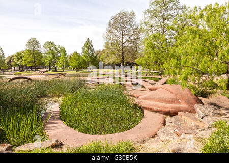 La laguna di Leonhardt al Fair Park, Dallas, Texas Foto Stock