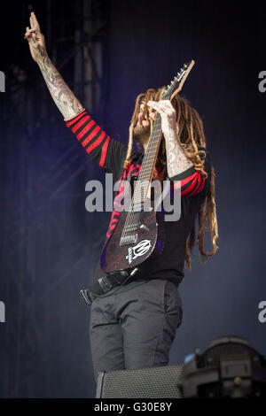 Monza, Italia il 2 di giugno 2016 Korn si esibisce dal vivo a dèi di metallo, Autodromo di Monza. © Davide Merli / Alamy Live News Foto Stock