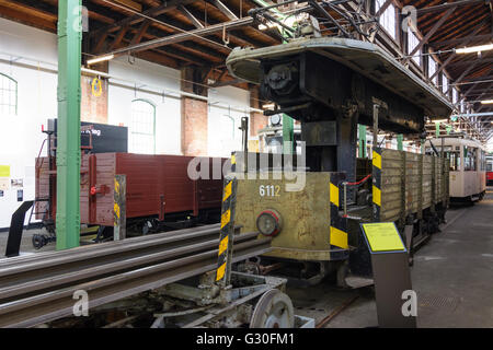 Museo dei Trasporti depot Wiener Linien : gru motor car, Austria Wien 03., Wien, Vienna Foto Stock
