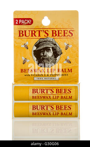 Winneconne, WI - 7 Marzo 2016: Pacchetto di Burt's Bees LIP BALM isolato su un background Foto Stock