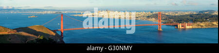 Vista panoramica San Francisco Golden Gate Bridge da San Francisco Bay Foto Stock