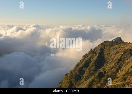 Al di sopra delle nuvole su Mt Rinjani in Indonesia Foto Stock