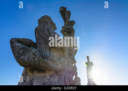 Calvario a Pillersdorf : Maria Maddalena , la croce di Gesù e un ladro, Austria, Niederösterreich, Bassa Austria, Weinviertel, Zelle Foto Stock