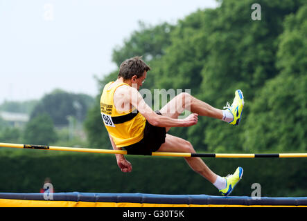 Masters atletica del Regno Unito. Uomini Salto in alto. Foto Stock