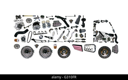 Immagini carrello assemblato da nuovi pezzi di ricambio. Negozio di carico Foto Stock
