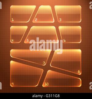 Impostare trasparente di lastre di vetro su uno sfondo colorato. Illustrazione Vettoriale