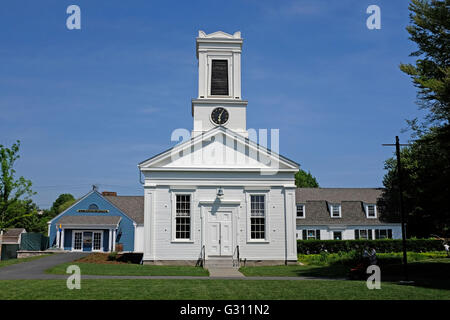 Il Seaport Meeting House a Mystic Seaport, Connecticut Foto Stock