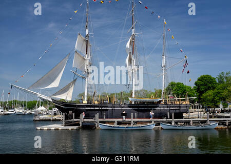 Il Charles W Morgan a Mystic Seaport, Connecticut Foto Stock