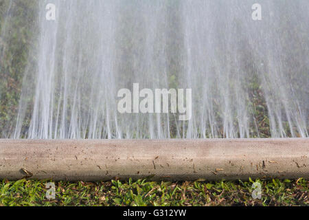 Perdite di acqua dal foro in un tubo flessibile Foto Stock