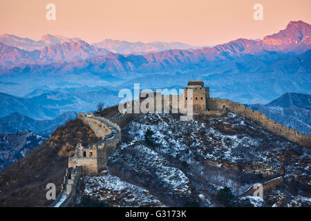 La Cina, nella provincia di Hebei, la Grande Muraglia della Cina, Jinshanling e Simatai sezione, Patrimonio Mondiale dell Unesco Foto Stock