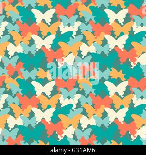 Colori alla moda butterfly seamless pattern. Adatto per tessuti, carta da imballaggio, coperchio, web sfondo e altro. Vettore Illustrazione Vettoriale
