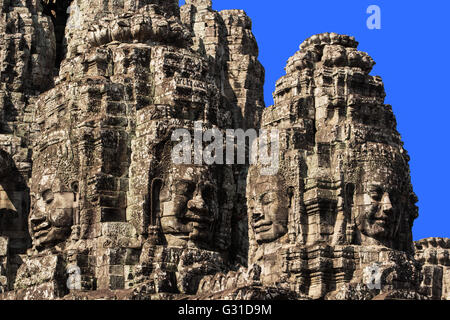 Antica di Prasat tempio Bayon, Angkor Thom , è popolare attrazione turistica in Siem Reap, Cambogia Foto Stock