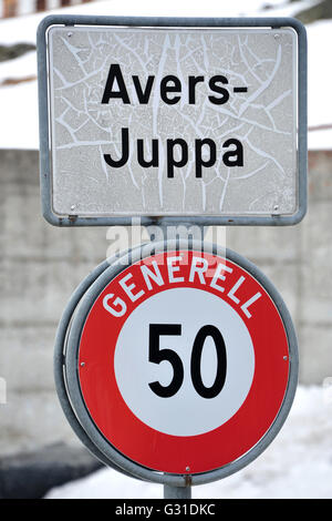 Avers, Svizzera, segno per metaverse Juppa Foto Stock
