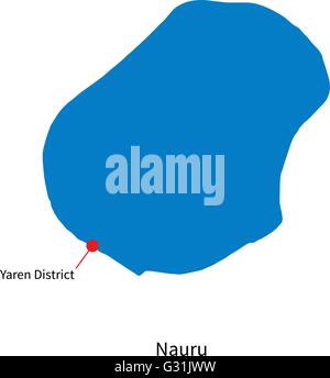 Dettaglio mappa vettoriale di Nauru e la città capitale Yaren District Illustrazione Vettoriale