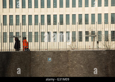 Berlino, Germania, sui motivi di Ueberwachungskamera BND sede Foto Stock