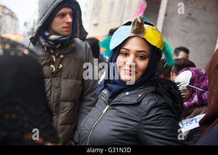 Berlino, Germania, il carnevale era fuggito il luogo di Luftbruecke Foto Stock