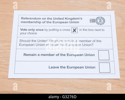 Exeter Regno Unito 7 giugno 2016 UE referendum la votazione di ballottaggio postale Foto Stock