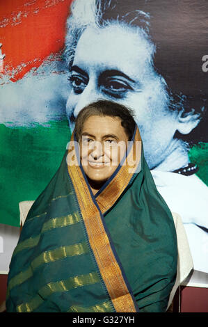 L'immagine di Indira Gandhi statua di cera in Lonavala Wax Museum, India Foto Stock