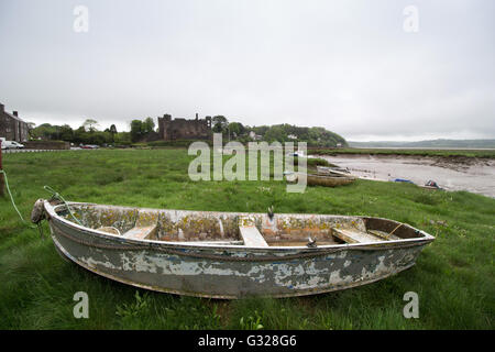 Il porto di Laugharne, il Galles, in cui il poeta Dylan Thomas visse con la sua famiglia tra il 1949 e il 1953. Foto Stock