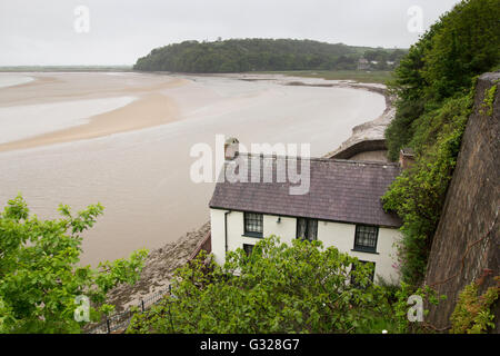Il Boathouse è una casa a Laugharne, il Galles, in cui il poeta Dylan Thomas visse con la sua famiglia tra il 1949 e il 1953. Foto Stock