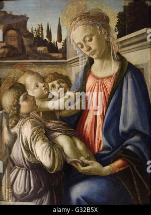 Sandro Botticelli (1445-1510), la Madonna col Bambino e due angeli, 1468/9. Madon Foto Stock