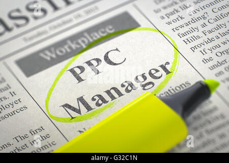 PPC Manager ora di assunzione. Foto Stock