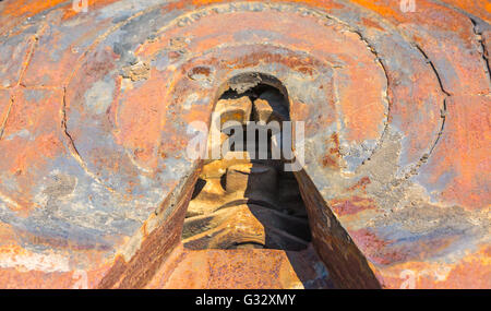 Un dettaglio di immagine di una quinta ruota il gruppo di accoppiamento che è il collegamento tra un semirimorchio trattore e rimorchio Foto Stock