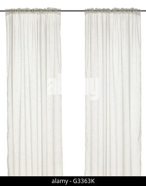 Classico bianco traslucido tenda con motivo floreale. Isolato su sfondo bianco. Includere il percorso. Foto Stock