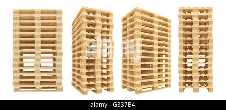 Euro pallet. Isolato su sfondo bianco. 3D render Foto Stock