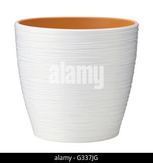 White flower pot isolated on white. Include clipping path Foto Stock