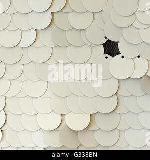 Il tessuto scale. Base di poliestere ricoperto con un bianco rotondo scale in plastica. Close up frammento della vista dall'alto. Foto Stock