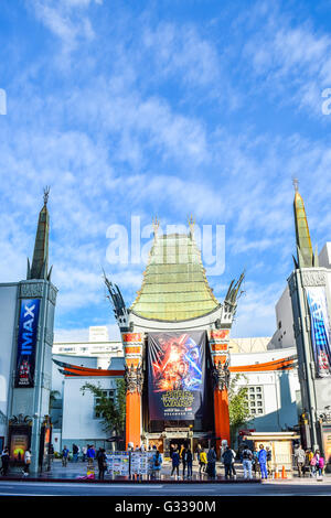 Grauman's, Cinese, teatro, sul, Hollywood Boulevard, america, americana, angeles, avenue, blvd, boulevard, edifici, ca, calif Foto Stock