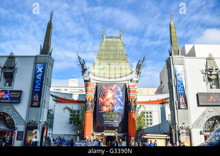 Grauman's, Cinese, teatro, sul, Hollywood Boulevard, america, americana, angeles, avenue, blvd, boulevard, edifici, ca, calif Foto Stock