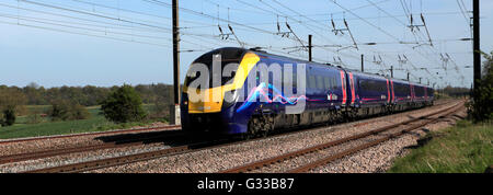 180110 classe Adelante, primo scafo treni società operativa, alta velocità treno diesel, East Coast Main Line Railway, Peterborough Foto Stock