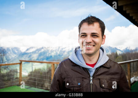 Close up di un felice giovane del Foto Stock