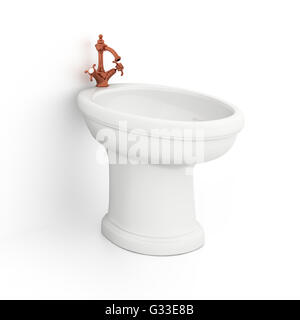 Bidet. Isolato su sfondo bianco. Includere il percorso di clipping. 3d illustrazione Foto Stock