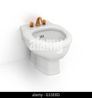 Bidet. Isolato su sfondo bianco. Includere il percorso di clipping. 3d illustrazione Foto Stock