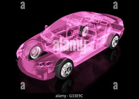 X-ray car isolati su nero. 3d'illustrazione. Includere il percorso di clipping. Foto Stock