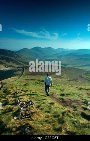 Castlelaw Hill, Turnhouse Hill, Carnethy Hill e Scotti Legge da Allermuir Hill, Pentland Hills, Pentland Hills Regional Park Foto Stock