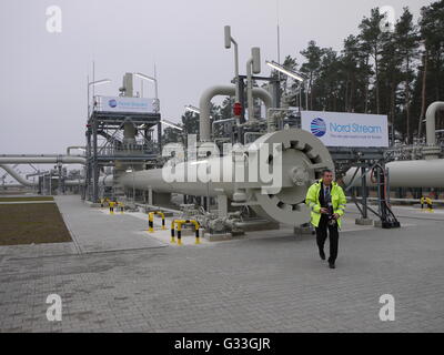 Nord Stream gas terminale della tubazione nel nord della Germania offrono il gas russo direttamente dalla Russia Foto Stock