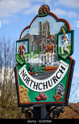 Close up Northchurch segno, Hertfordshire, Inghilterra Foto Stock