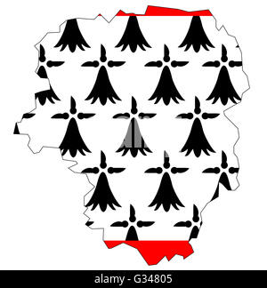 Mappa vecchia con la bandiera del reparto, regione amministrativa di Francia chiamata limousin Foto Stock