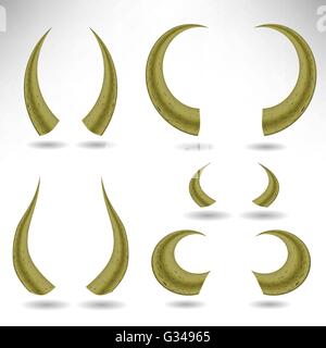 Corna animali isolati. Bull corna Illustrazione Vettoriale