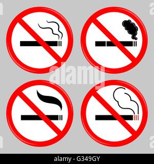 Non fumatori di sigarette simboli vietati Illustrazione Vettoriale